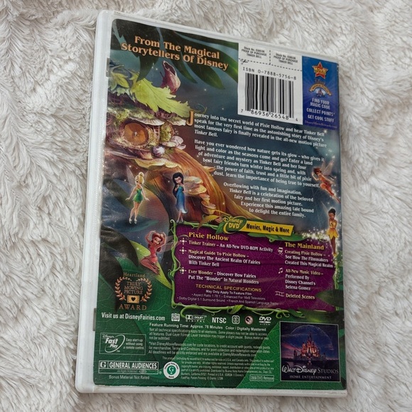 Disney Tinker Bell DVD with Green and Gold Cover - Picture 2 of 4